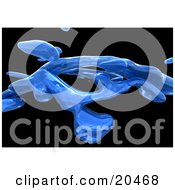 Clipart Illustration Of Clear Blue Liquid Trails Over A Black Background by Tonis Pan