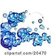 Clipart Illustration Of Blue Water Bubbles Scattered Over A White Background by Tonis Pan