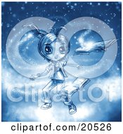 Clipart Illustration Of A Surprised Girl Floating In Magic Dust Whlie Reading A Book by Tonis Pan