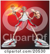 Poster, Art Print Of Skinny Basketball Player Guy Spinning The Ball On The Tip Of His Finger