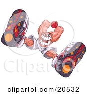 Clipart Illustration of an Aggressive Caucasian Basketball Player Holding The Ball High Over His Head, As Seen From Below by Tonis Pan #COLLC20532-0042