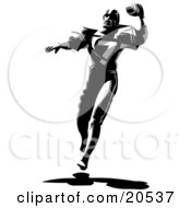 Clipart Illustration Of An American Football Player Running And Preparing To Throw The Ball During A Game