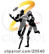 Poster, Art Print Of Footballer Running To Catch A Ball While Being Tackled During An American Football Game