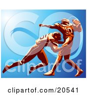 Poster, Art Print Of American Football Player Trying To Throw A Ball While Being Tackled By His Opponent