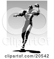 Poster, Art Print Of Football Player Throwing A Ball And Running During A Game