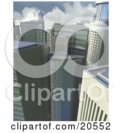 Clipart Illustration Of A Crowded City Block In The Business District With Tall Skyscrapers by Tonis Pan