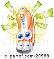 Poster, Art Print Of Blue Eyed Orange Data Portable Flash Drive With 250 Gb Of Storage Space