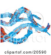 Poster, Art Print Of Orange And Blue Octopus Like Tentacles Waving Over White