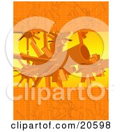 Orange Background Of Drawings And Turbo Engines