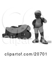 Clipart Illustration Of A Black Person Rubbing Their Chin And Trying To Find A Good Career During A Job Hunt The Word JOB To The Left