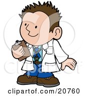 Poster, Art Print Of Friendly Male Doctor In A White Coat Holding A Clipboard And Smiling While Talking With A Patient