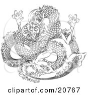 Japanese Dragon With Scales Tangling Itself