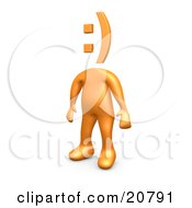 Clipart Illustration Of An Orange Person With A Sideways Computer Made Smiley Face