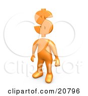 Clipart Illustration Of An Orange Person Standing With A Dollar Sign As A Head
