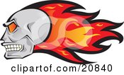 Clipart Illustration Of A Fast Flaming Human Skull With Red And Orange Flames