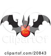 Clipart Illustration Of A Heraldic Black Vampire Bat Flying With A Coat Of Arms by Paulo Resende