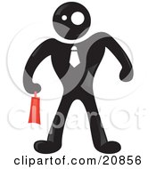 Poster, Art Print Of Blackman Character Businessman Wearing A Tie And Carrying A Red Briefcase