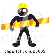 Blackman Character Wearing A Yellow Hardhat And Holding A Construction Bar
