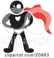 Poster, Art Print Of Strong Blackman Character Wearing A Red Super Hero Cape