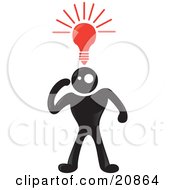 Creative Blackman Character With A Red Lightbulb Shining Above His Head