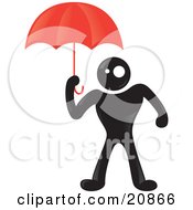 Poster, Art Print Of Blackman Character Protecting Himself From Rain Under A Red Umbrella