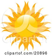 Poster, Art Print Of Orange Sun With Yellow And Orange Radiating Arms Over White