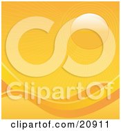 Poster, Art Print Of Orange Sunny Background With Waves And The Sun In The Upper Right Hand Corner