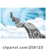 Royalty Free RF Clipart Illustration Of A Bumpy Roadway And Arrow Leading Above The Clouds To Heaven by Qiun #COLLC209123-0141