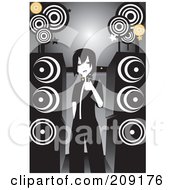 Poster, Art Print Of Emo Girl Singing Karaoke By Large Speakers