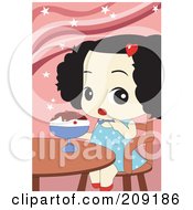 Toddler Girl Eating An Ice Cream Sundae