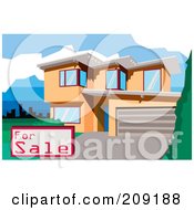 Poster, Art Print Of For Sale Sign By A Multi Story Modern House