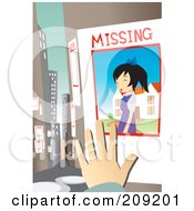 Hand Posting A Missing Girl Sign In A City