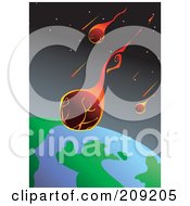 Poster, Art Print Of Fiery Meteors Flying Towards Earth