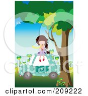 Poster, Art Print Of Girl Sitting On A Car And Eating Ice Cream