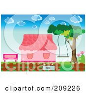 Poster, Art Print Of For Sale Sign By A Pink House