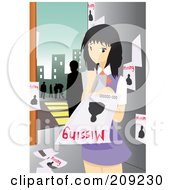 Royalty Free RF Clipart Illustration Of A Girl Posting A Missing Sign In A City by mayawizard101