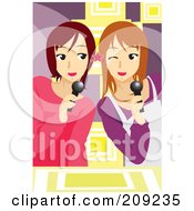 Poster, Art Print Of Two Teen Girls Singing Karaoke