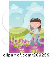 Poster, Art Print Of Girl Watering Purple Flowers