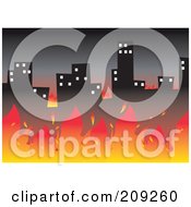Royalty Free RF Clipart Illustration Of A Fire Burning Up A City