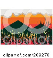 Poster, Art Print Of Wildfire Burning Up Woodland Near Mountains