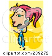 Poster, Art Print Of Woman Walking And Talking On A Portable Phone