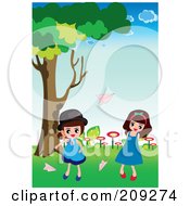 Poster, Art Print Of Girls Tossing Paper Planes Outside