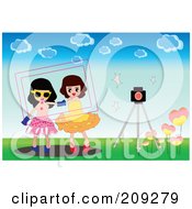 Poster, Art Print Of Frame Around Two Girls By A Camera Outdoors
