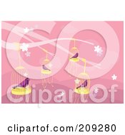 Poster, Art Print Of Purple Caged Birds Over Pink