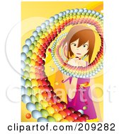 Poster, Art Print Of Swirl Of Round Candies Around A Little Girl