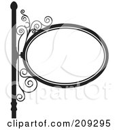 Royalty Free RF Clipart Illustration Of An Oval Wrought Iron Storefront Sign 1