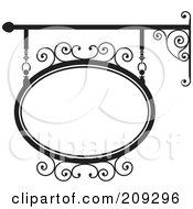 Royalty Free RF Clipart Illustration Of An Oval Wrought Iron Storefront Sign 4 by Frisko #COLLC209296-0114