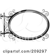 Royalty Free RF Clipart Illustration Of An Oval Wrought Iron Storefront Sign 3 by Frisko
