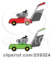 Poster, Art Print Of Digital Collage Of Red And Green Lawn Mowers