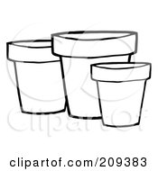 Three Outlined Terra Cotta Pots